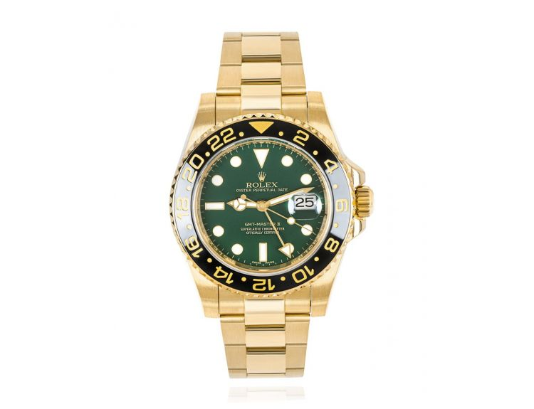 Rolex Pre-Owned Yellow Gold GMT-Master II Green 116718