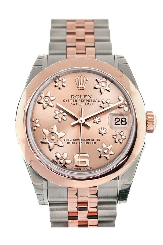 Datejust 31 Pink Raised Floral Motif Dial 18K Rose Gold Two Tone Jubilee Ladies Whatch 178241