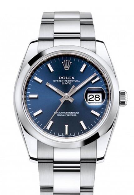 Date 34 Blue Dial Stainless Steel Men's Watch 115200