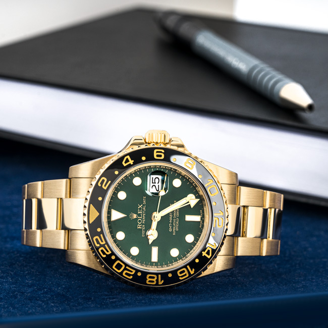 Rolex Pre-Owned Yellow Gold GMT-Master II Green 116718
