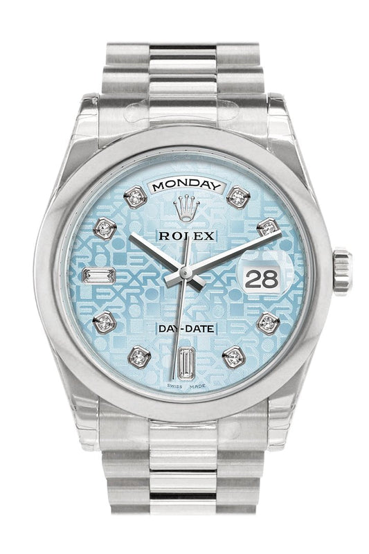 Day Date 36 Ice Blue Jubilee design set with diamonds Dial President Men's Watch 118206